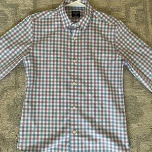 Crewcuts Ludlow button down dress shirt. Blue/purple/white gingham print.